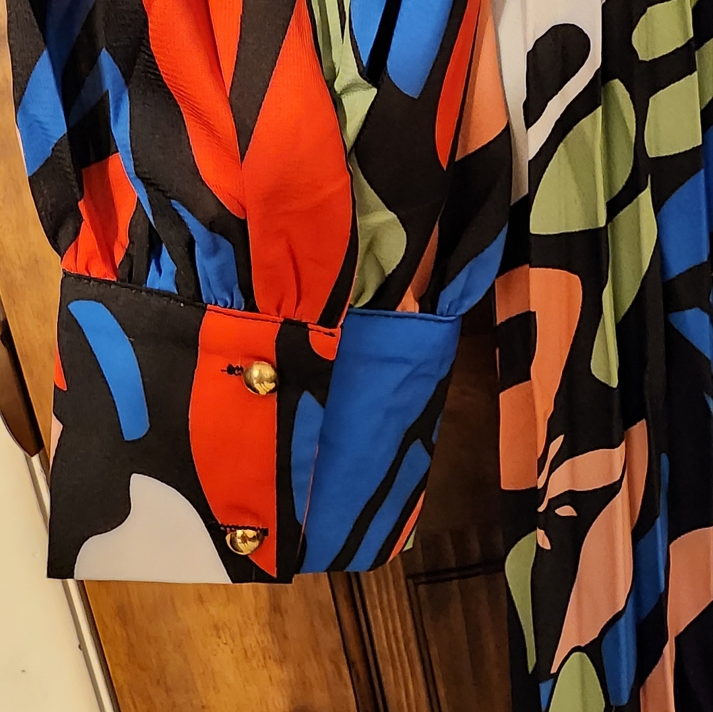 NEW Premium Boutique MultiColor Abstract Maxi Dress Sz Medium - Picture 4 of 5